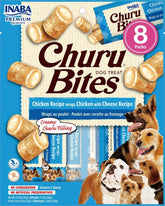 Churu Bites by INABA Dog Treat - Chicken & Cheese Flavour (8 x 12g) / Crispy Pouches with Creamy Filling Dog Treat, Delicious & Healthy Snack for Dogs, Training Treat, Natural, Grain Free